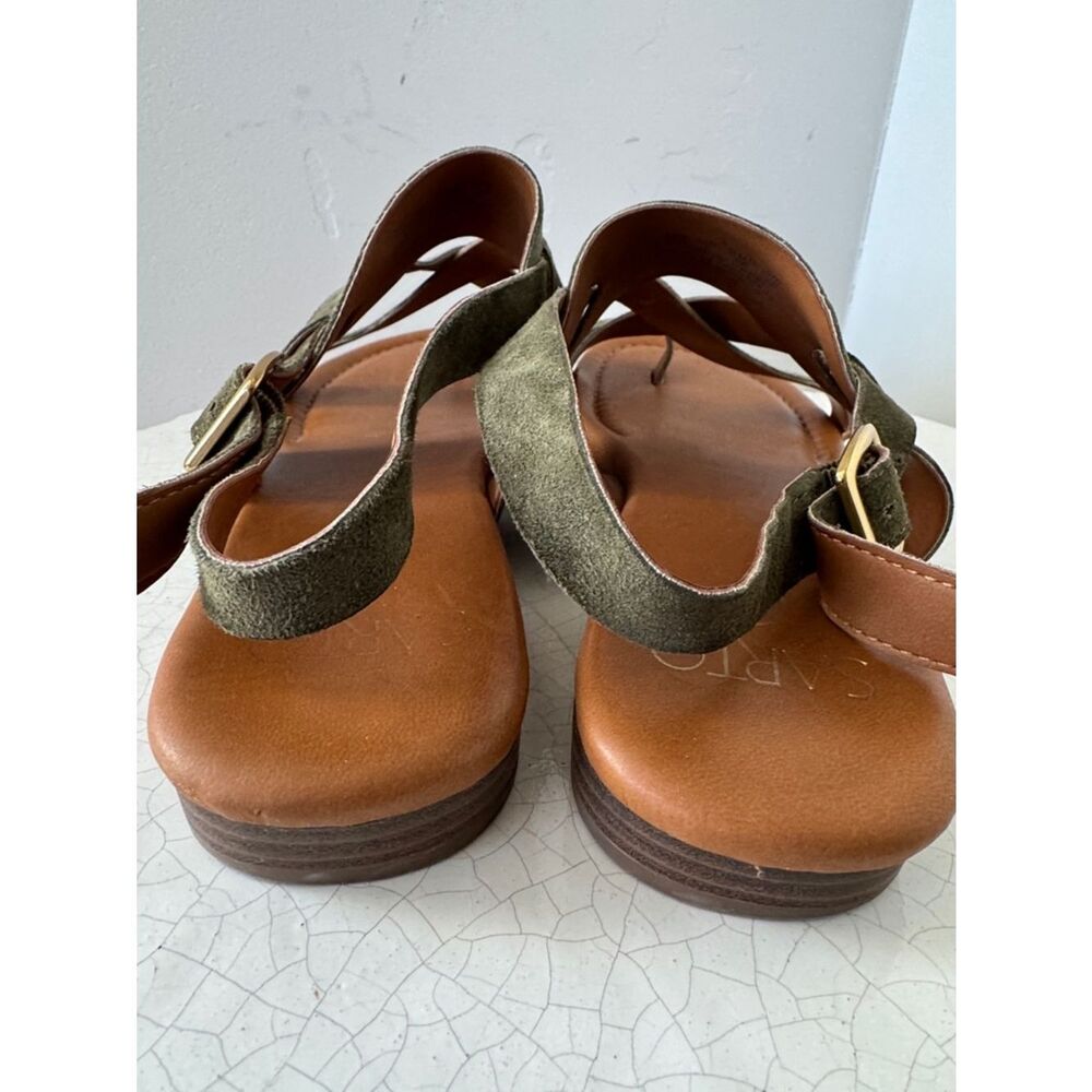 Franco Sarto Olive Green Suede Leather Cross-Strap Casual Women's Sandals Size 8 - Picture 3 of 10